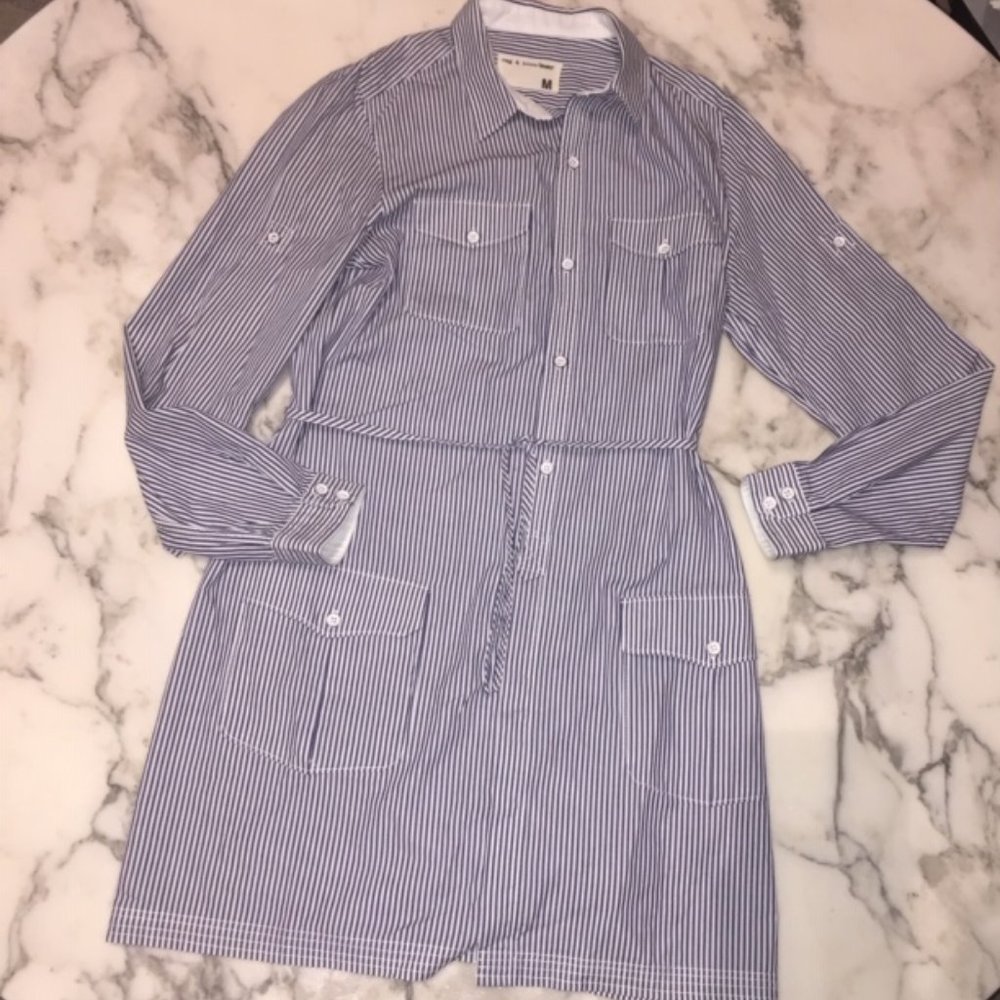 Rag & Bone Blue White Striped Button Down Tunic M